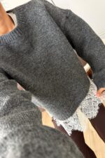 Dantel Detaylı Premium Kazak Antrasit - Görsel 2