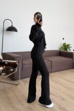 İspanyol Paça Fitilli Triko Takım Siyah - Görsel 4