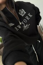 Yakası Fermuarlı Sweat Siyah - Görsel 2