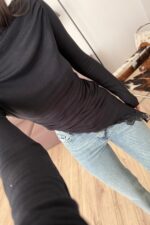 Kayık Yaka Dantel Detaylı Bluz Siyah - Görsel 2