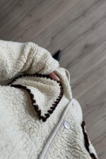 Çıtçıtlı Peluş Ceket Bej - Görsel 3