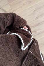 Çıtçıtlı Peluş Ceket Kahverengi - Görsel 3