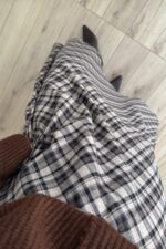 Fire Ekose Desenli Etek Siyah Kahve - Görsel 3