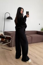 Fermuarlı Dik Yaka Eşofman Takım Siyah - Görsel 4