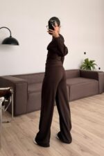 Belden Oturtmalı Dikişli Modal Takım Kahverengi - Görsel 3