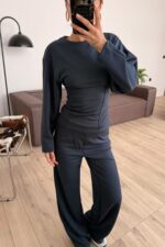 Belden Oturtmalı Dikişli Modal Takım Füme - Görsel 2