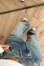 Beli Çapraz Düğmeli Wide Leg Jean - Görsel 3