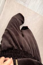 Kadife Hırka Crop pantolon Takım Acı Kahve - Görsel 5