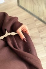 Fermuarlı Dik Yaka Eşofman Takım Kahverengi - Görsel 3