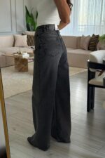 Kesik Paça Antrasit Eskitme Jean - Görsel 4