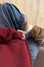 Yün Bisiklet Yaka Kazak Bordo - Görsel 3