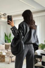 Kürk Detaylı Bomber Ceket Siyah - Görsel 4