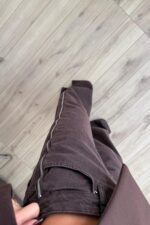 Yanları Fermuarlı Kahve Jean - Görsel 3