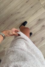 Kısa Kollu Triko Elbise Bej - Görsel 3