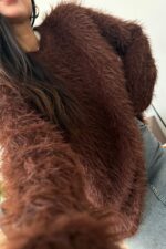 Sakallı Bisiklet Yaka Kazak Kahverengi - Görsel 2