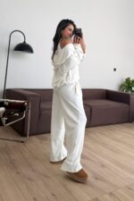 Hırkalı Modal Kumaş Eşofman Takım Ekru - Görsel 4