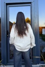 Dokulu Bisiklet Yaka Kazak Bej - Görsel 3