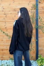 Baklava Desenli Polo Yaka Kazak Siyah Gri - Görsel 3