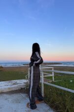 Ekose Desenli Yanları Şeritli Eşofman Takım Antrasit - Görsel 5