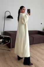 Sakallı Uzun Hırka Ekru - Görsel 3