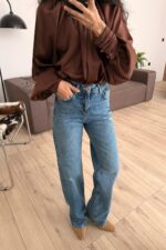 Hmu Straight Mavi Eskitme Jean - Görsel 2