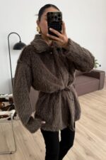 Beli Ayarlanabilir Sakallı Mont Kahverengi - Görsel 2