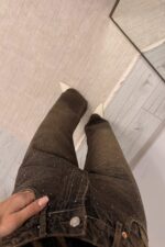 Işıltılı Wide Leg Kahve Eskitme Jean - Görsel 3