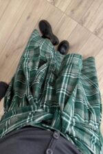 Beli Bağlamalı Ekose Düğmeli Etek Yeşil - Görsel 3