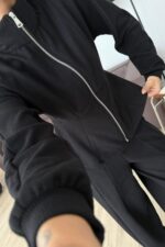 Dikiş Detaylı Fitilli Eşofman Takım Siyah - Görsel 3