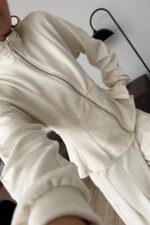 Dikiş Detaylı Fitilli Eşofman Takım Ekru - Görsel 3