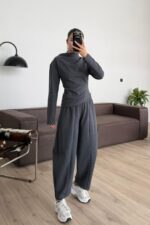 Fitilli Verev Kesim Triko Takım Antrasit