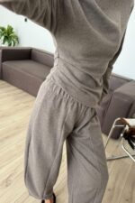 Fitilli Verev Kesim Triko Takım Vizon - Görsel 3