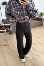 Yüksek Bel Geniş Paça Tayt Siyah - Görsel 2