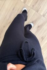 İspanyol Paça Fitilli Triko Takım Siyah - Görsel 3