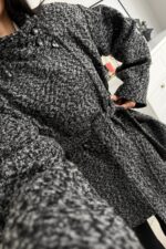 Buklet Kumaş Dik Yakalı Ceket Siyah - Görsel 3