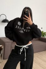 Yakası Fermuarlı Sweat Siyah