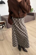 Fire Ekose Desenli Etek Siyah Kahve - Görsel 2