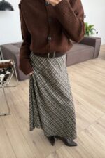 Fire Ekose Desenli Etek Antrasit Kahve - Görsel 2