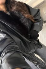 Kürk Detaylı Bomber Ceket Siyah - Görsel 3