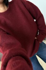 Yün Bisiklet Yaka Kazak Bordo - Görsel 2