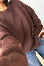 Yün Bisiklet Yaka Kazak Kahverengi - Görsel 2