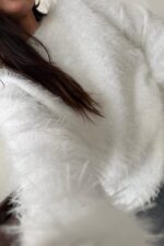 Sakallı Bisiklet Yaka Kazak Ekru - Görsel 2