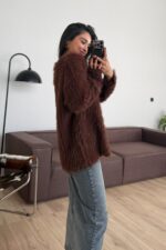 Sakallı Bisiklet Yaka Kazak Kahverengi - Görsel 3