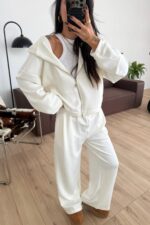 Hırkalı Modal Kumaş Eşofman Takım Ekru - Görsel 2