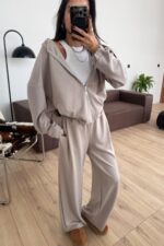 Hırkalı Modal Kumaş Eşofman Takım Vizon - Görsel 2