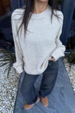 Dokulu Bisiklet Yaka Kazak Bej - Görsel 2