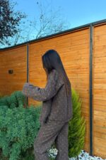 Puantiyeli Büyük Cepli Ceket Kahverengi - Görsel 2