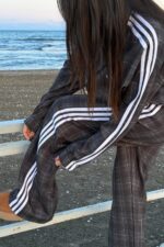 Ekose Desenli Yanları Şeritli Eşofman Takım Antrasit - Görsel 4