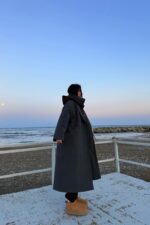 Tek Düğmeli Atkılı Kaşe Kaban Antrasit - Görsel 4