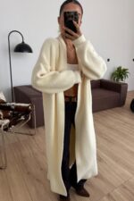 Sakallı Uzun Hırka Ekru - Görsel 2